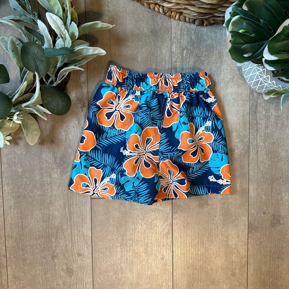 Y2k Toddler Baby Boy Tropical Floral Print Swim Shorts Hibiscus Hawaiian Vibrant